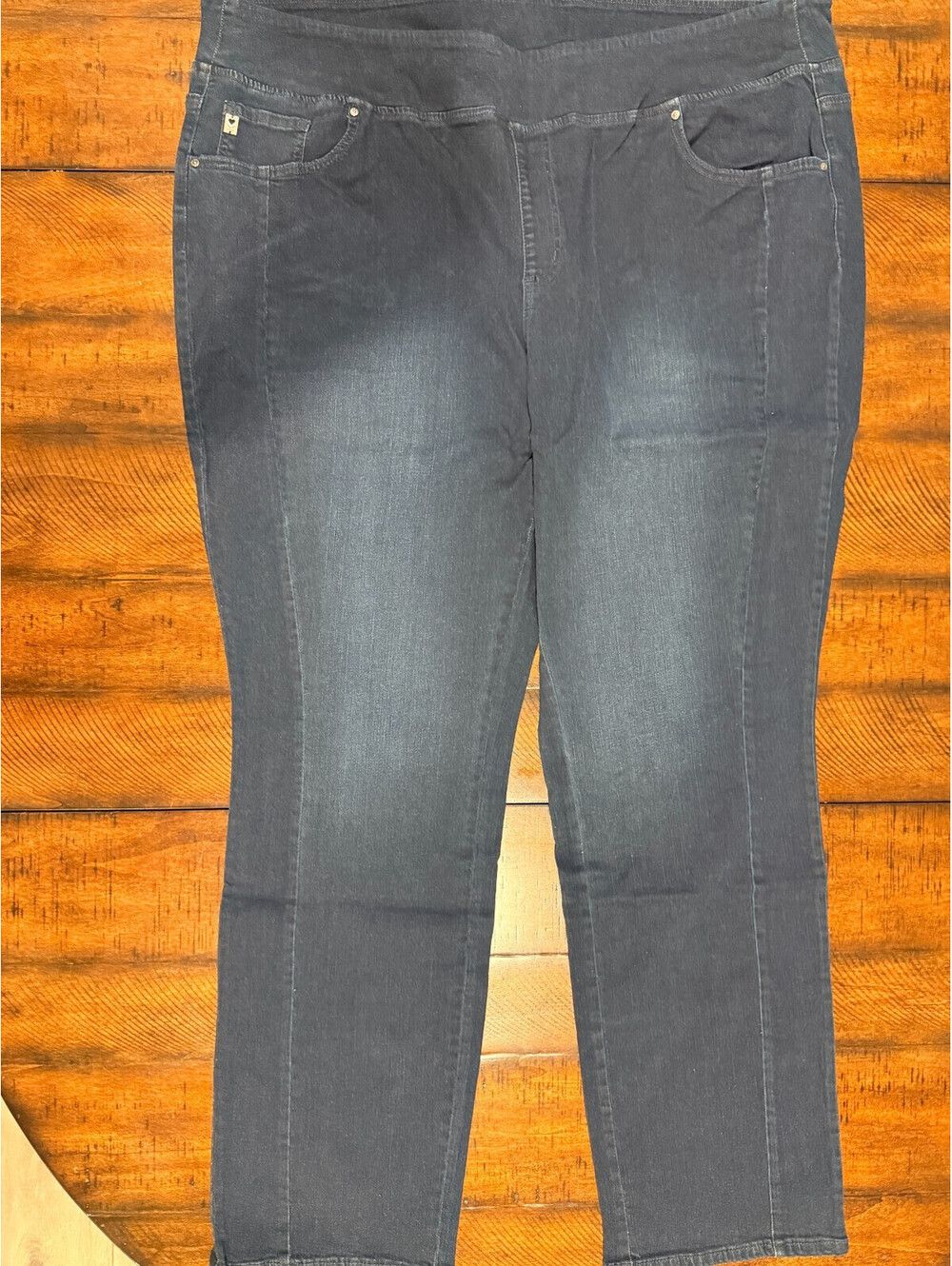 Belle Kim Gravel TripleLuxe Forward Seam Pull On Jeans Dark Indigo Tall 30